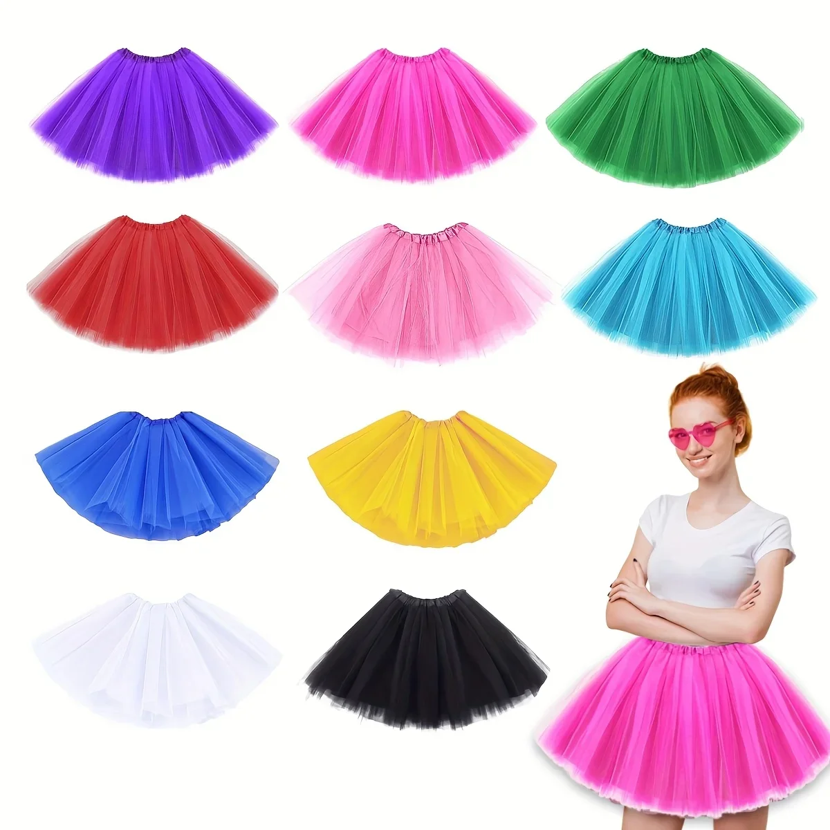 Falda tutú de 3 capas de los años 80, para fiestas, festivales de baile y bodas, Halloween, Navidad, Pascua, para niños y adultos baile de ballet