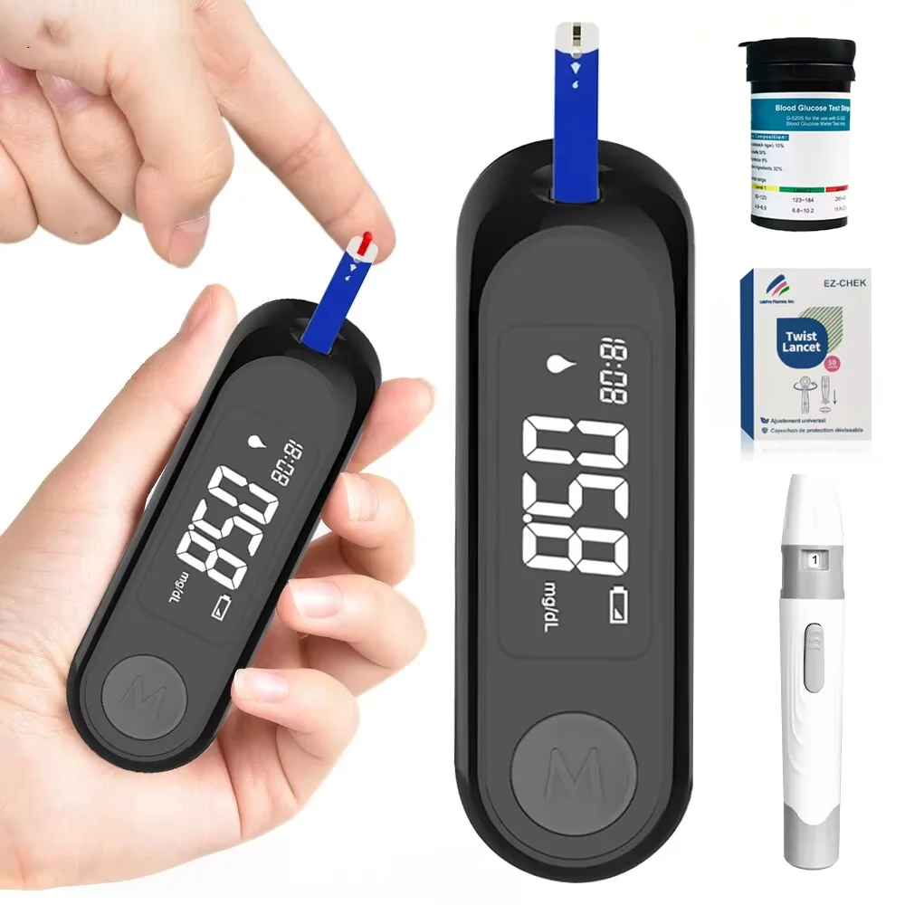 Glucometro G-520 Kit Medidor de Glicose no Sangue com 50/100 Tiras de Teste e Lancetas para Monitoramento de Diabetes