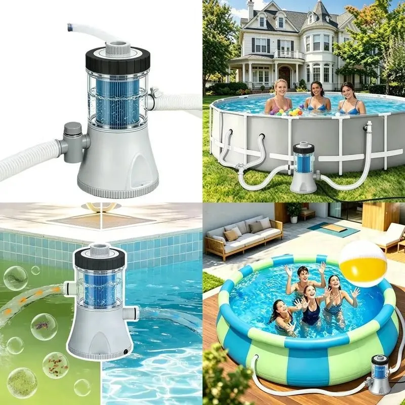 Above Ground Pool Filter Pump 1250 GPH Cartridge System for Rapid Water Circulation and Microdebris Filtration