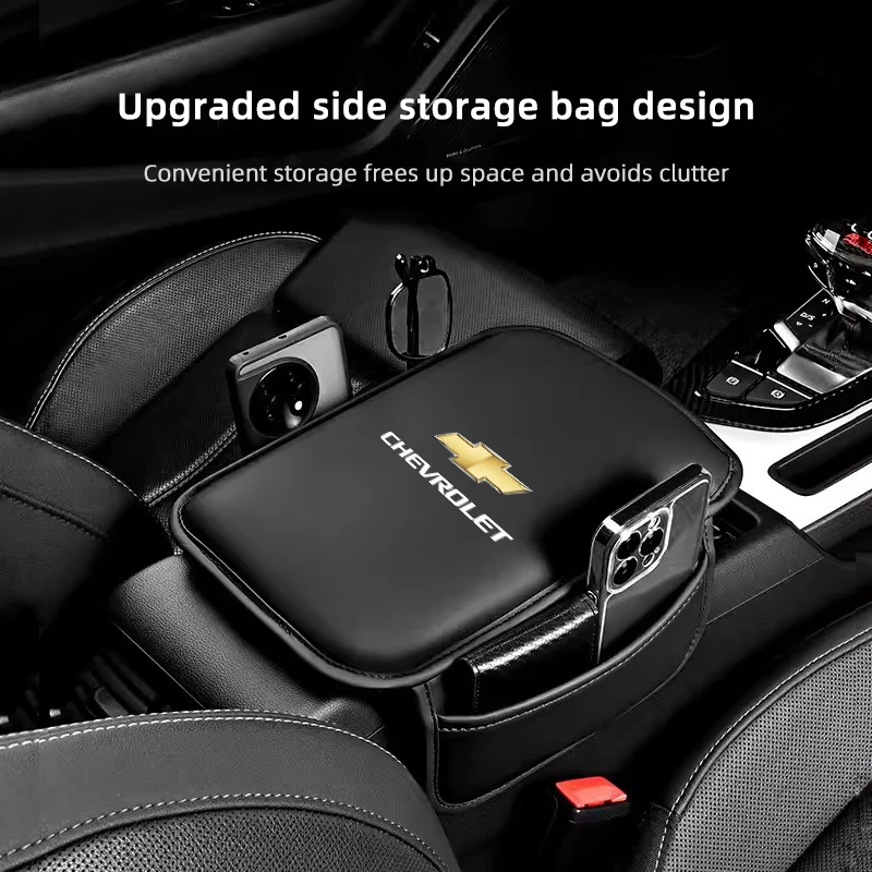 Car Armrest Protection Mat Leather Arm Rest Storage Pocket For Chevrolet Cruze Spark Captiva Suburban Silverado Camaro Corvette