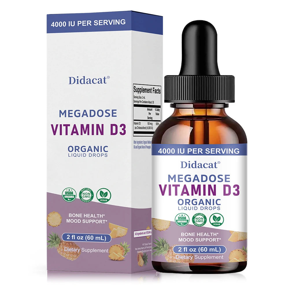 Vitamin D3 Liquid Drops - 100mcg of Vitamin,Bone Health,Mood Support,Immune Support,Vegan,Gluten Free,Non-GMO