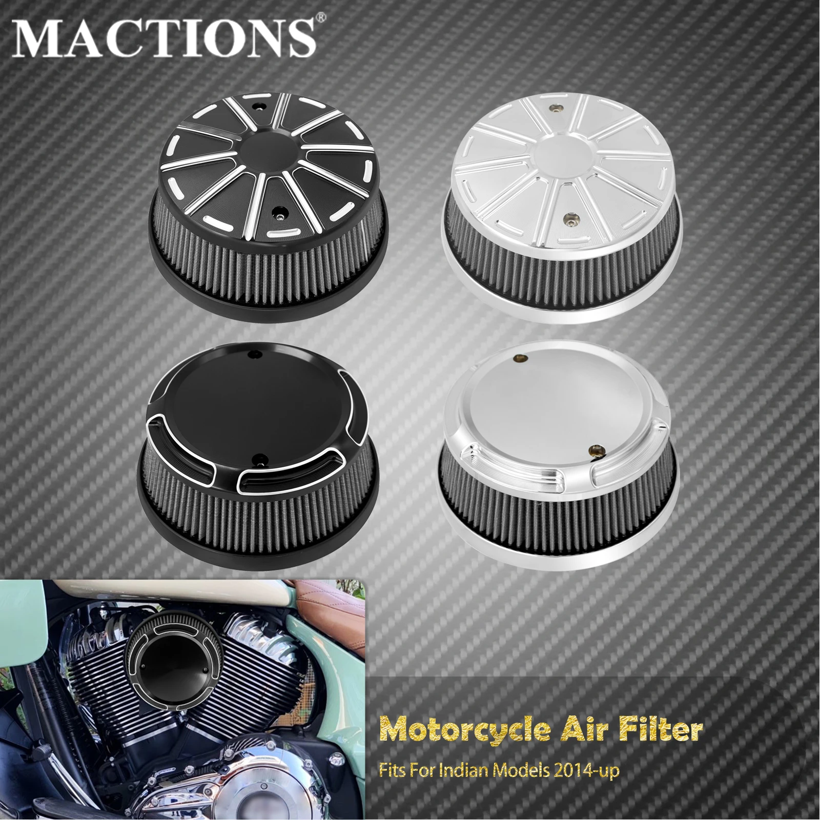 Motorcycle Air Filter Intake Cleaner For Indian Chief Chieftain Dark Horse Classic Springfieid Roadmaster Chief Vintage 2014-Up