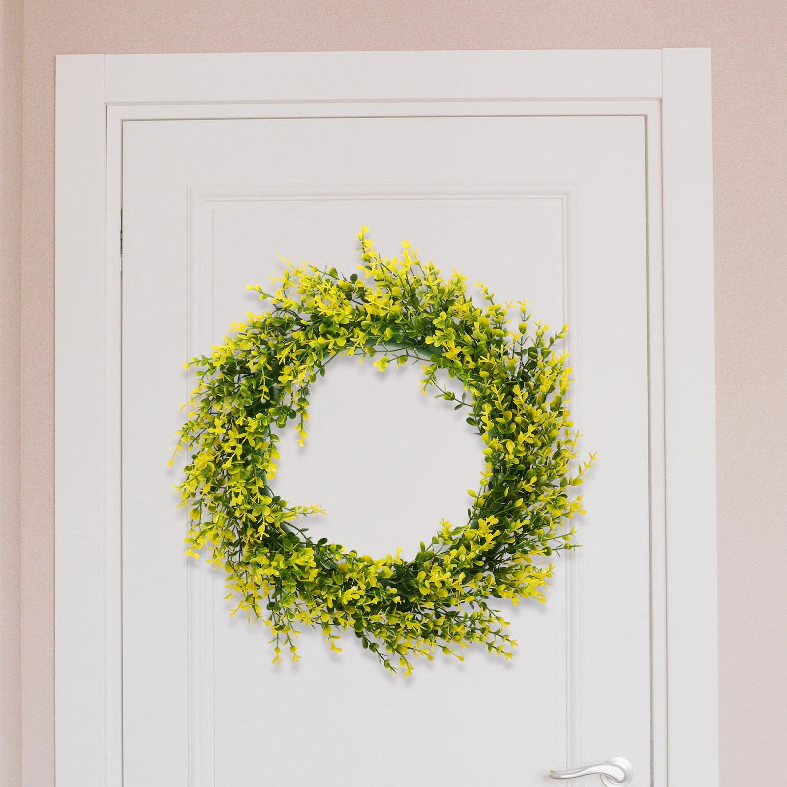 

1pc Artificial Leaves Wreath 24 Inch Spring Green Hanging Decor For Door Wall Home Wedding Festival Simulation Wreath