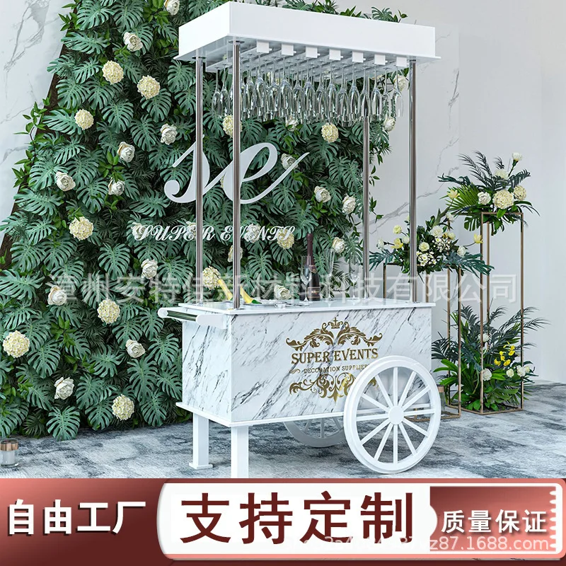 Luxury Hot Sale Wedding Display Cart Bar Wedding Party Champagne  Multifunctional Large Capacity Wheeled Float