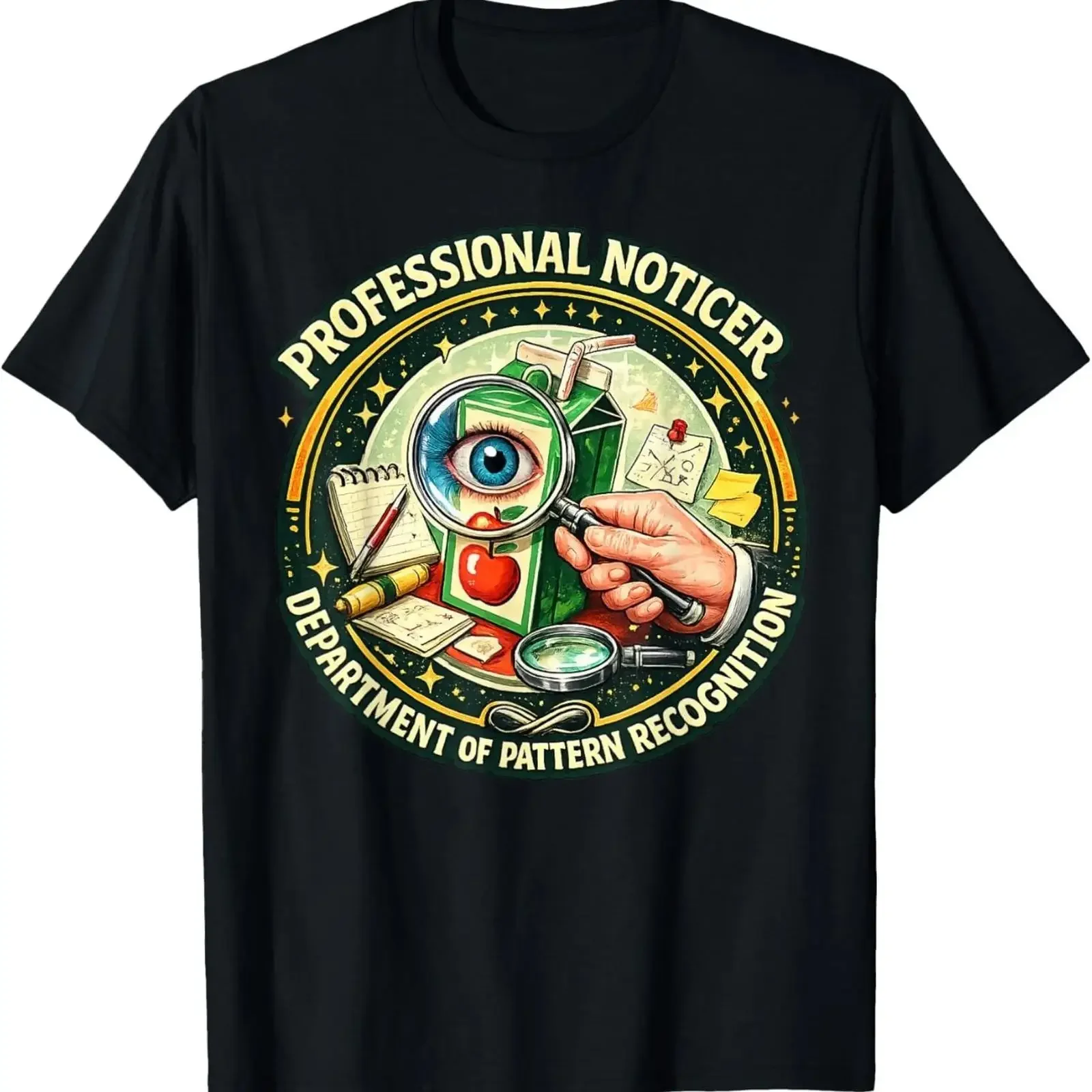 Retro Professional Noticer Department of Pattern Recognition T Shirt S 3XL vintage Washed Comfortable Versatile fashion