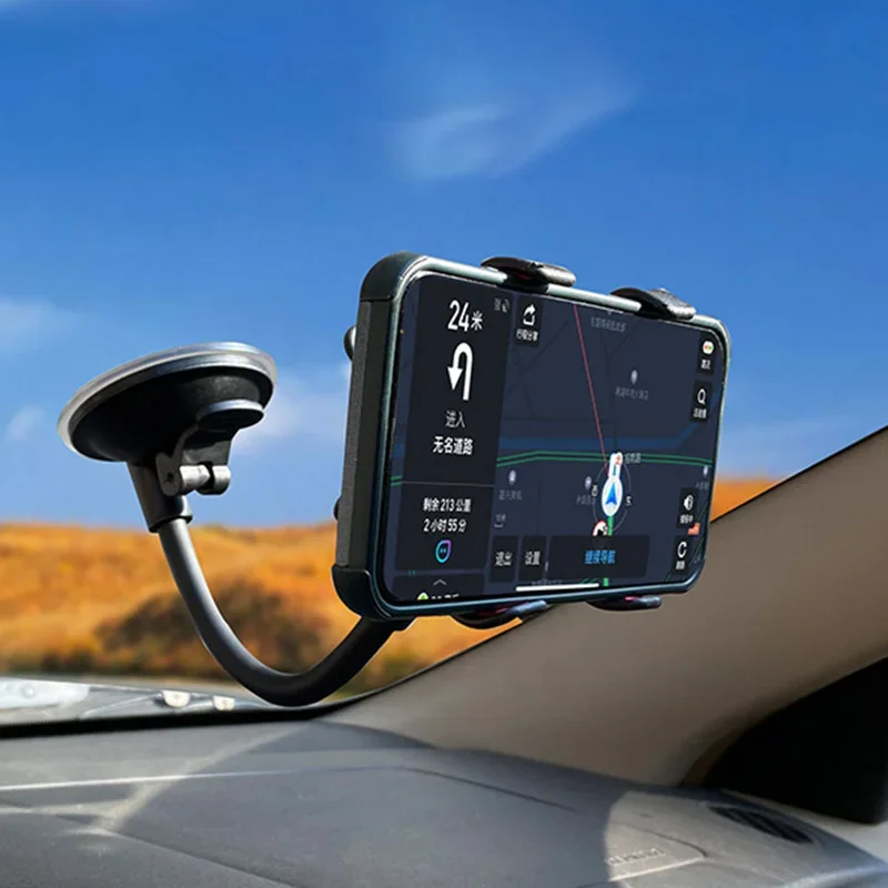 360° Rotating Car Phone Holder Universal Windshield Dashboard Mount Cellphone Stand GPS Phone Flexible Bracket Auto Amagi