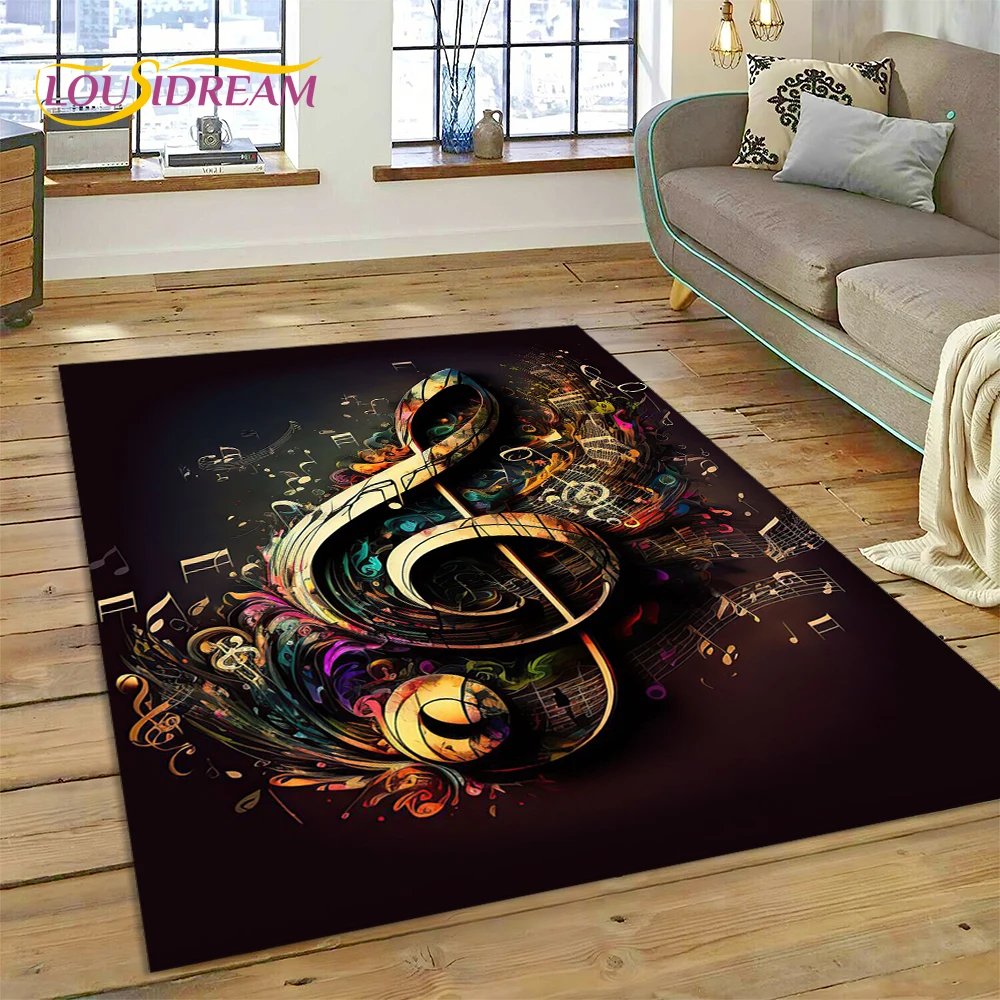 Colorful Musical Note Music Score Cartoon Carpet Rug for Home Living Room Bedroom Sofa Doormat Decor,Kids Area Rug Non-slip Mat