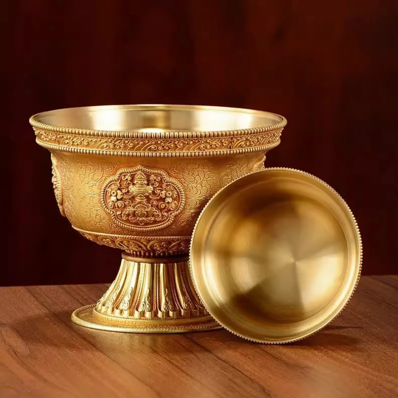 Tibetan Water Offering Bowl Set Copper Holy Cup for Home Altar Buddha Worship Decoration Religious Ceremony