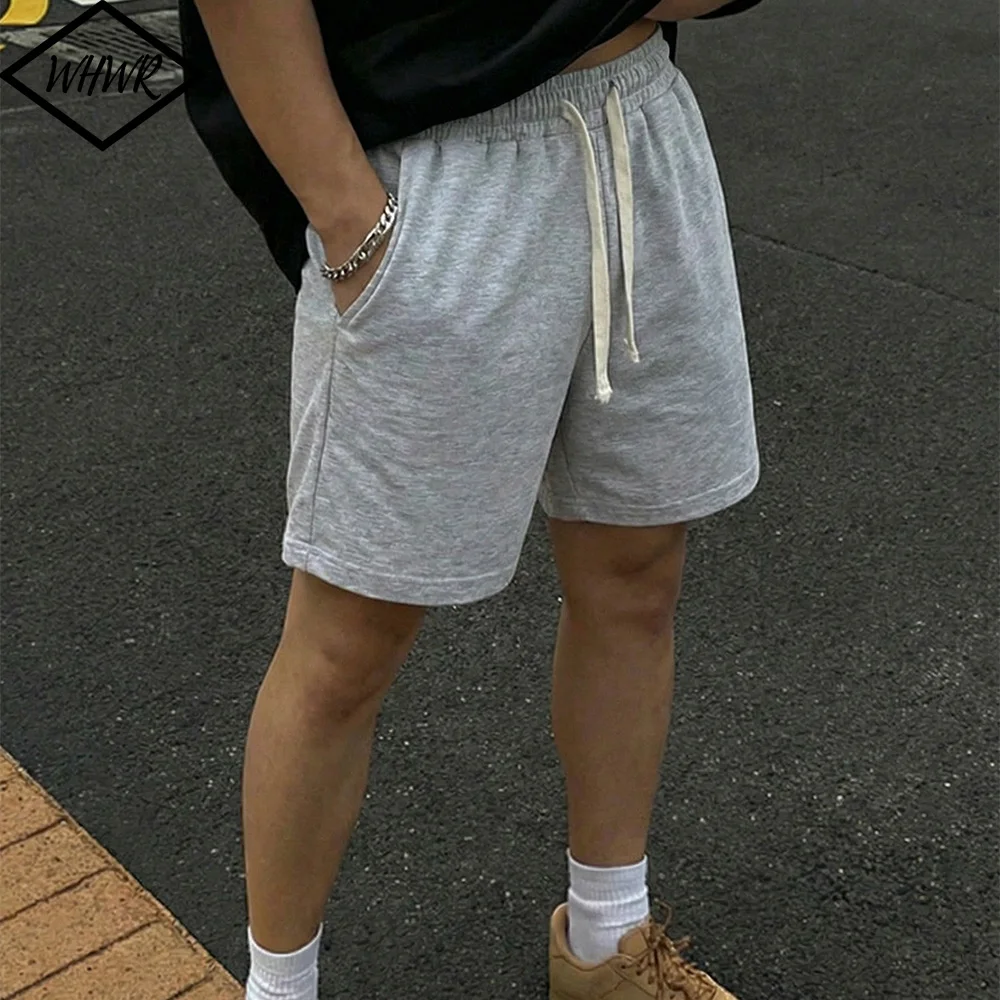 Summer Drawstring Shorts for Men Casual Jogger Sweathshorts Men's Solid Color Loose Outdoor Workout Sports Board Shorts