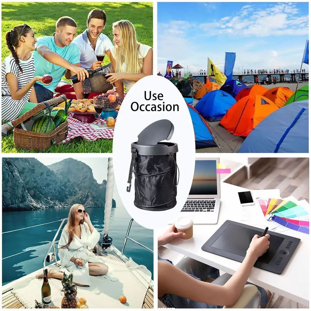 Premium Foldable Car Waste Can Compact Rear Seat Trash Bin for Vehicle Organizing Garbage on Road Trips Home Office Use