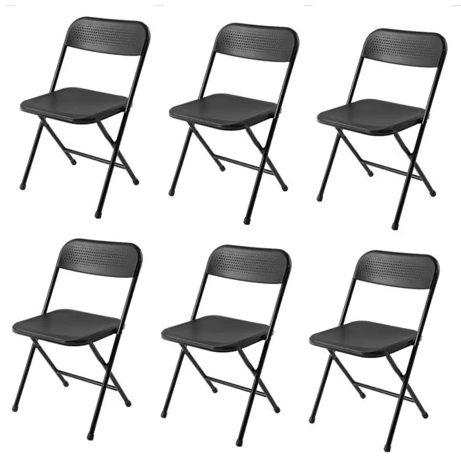 

Набор из 6 складных стульев из полимерной смолы, черные - Прочное решение для сидения на открытом воздухе для патио, сада и пляжа - Легкие и удобные в хранении