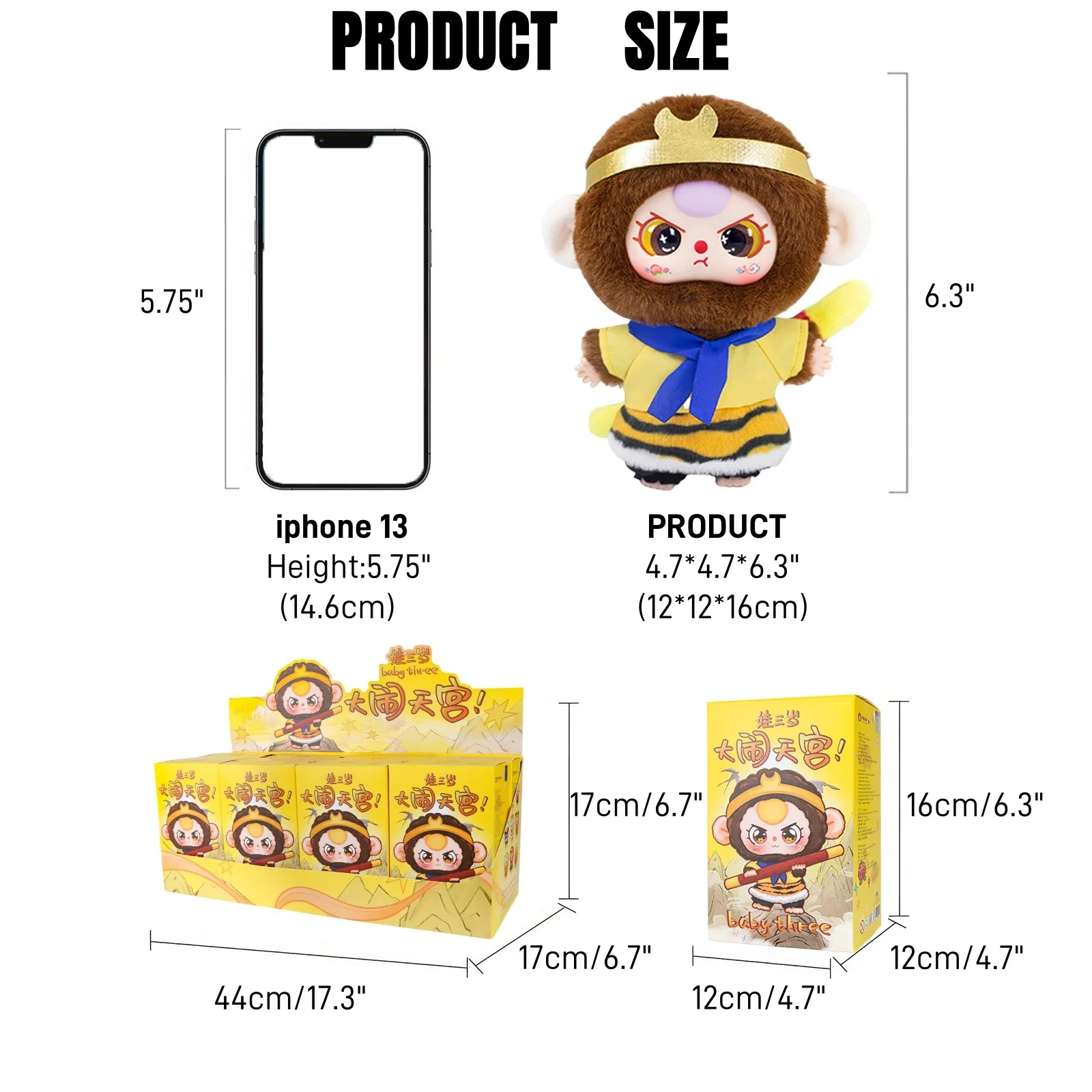 In Stock Authentic Baby Three Havoc In Heaven Series Blind Box Toys Trendy Fashion Cartoon Model Doll Decor Kids New Year Gift