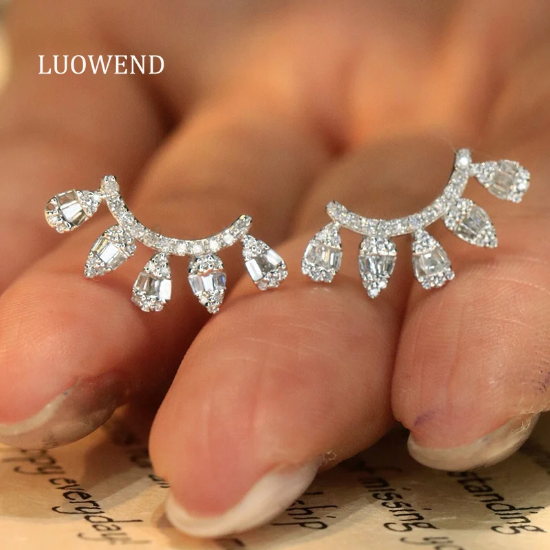 

Серьги LUOWEND из 100% белого золота 18 карат, элегантные, нежные, 0,40 карата, серьги-гвоздики из настоящего натурального бриллианта для женщин, изящные ювелирные изделия