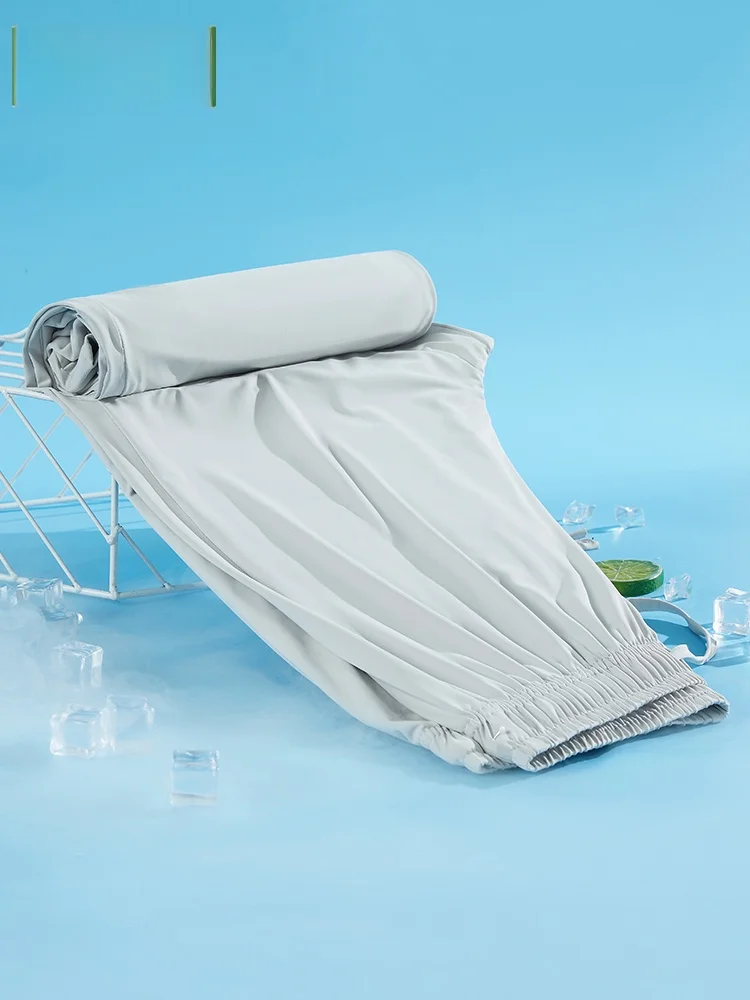 

Mulinan Ice Silk мужские летние новые модные брендовые тонкие крутые свободные прямые спортивные широкие повседневные брюки