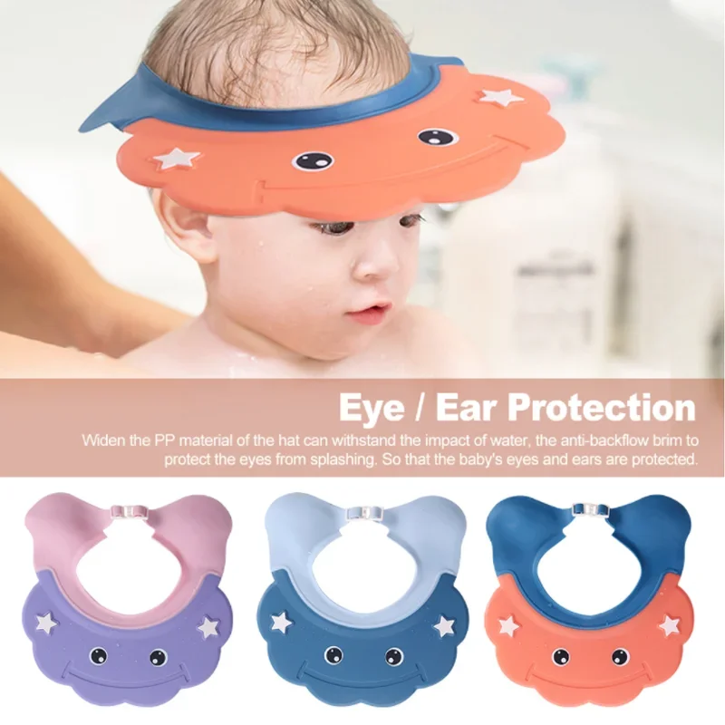 Adjustable Baby Shower Cap Children Safe Bath Bathing Shampoo Caps Wash Hair Elastic Shield for Kids Protective Bath Accessories