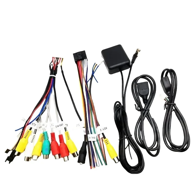 Kabelbaum-Set, USB-Adapter, GPS-Antenne, Video-Audio-Aux-RCA, Mikrofon-Lüfter-Anschluss, WLAN-Kabel, für 16-poliges Auto-Android-System