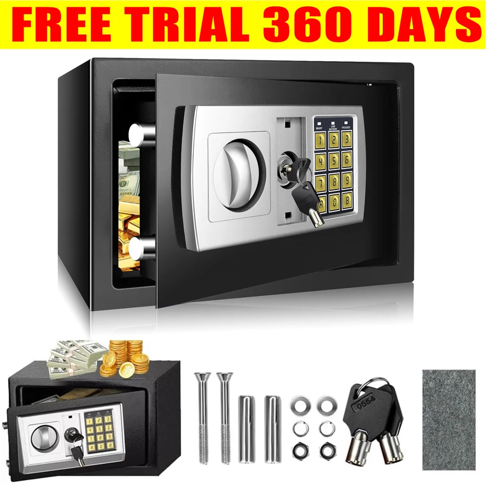 Cassaforte Elettronica per Mobili 8,5L, Cassaforte per Casa, Cassaforte con Serratura a Combinazione, Cassaforte da Parete per Contanti, Medicinali, Gioielli