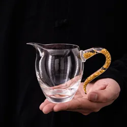 Glass tea set, gold foil public cup, transparent heat-resistant glass fair cup, tea strainer set, Kung Fu tea sea  dispenser