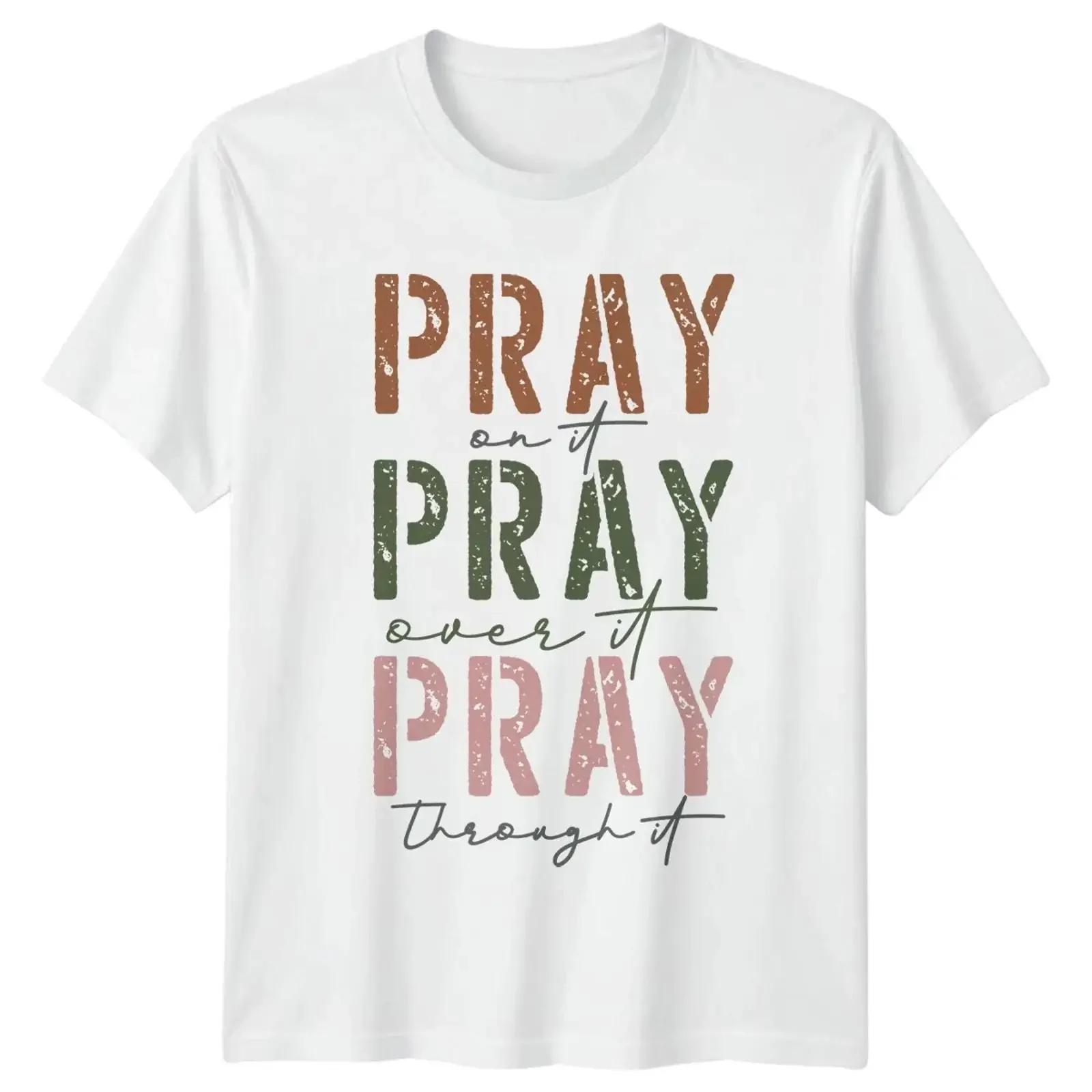 Pray On It Over T Shirt Glaube Gebet Geschenk für Sie und Ihn vintage Washed Slightly fashion Comfortable Breathable Versatile