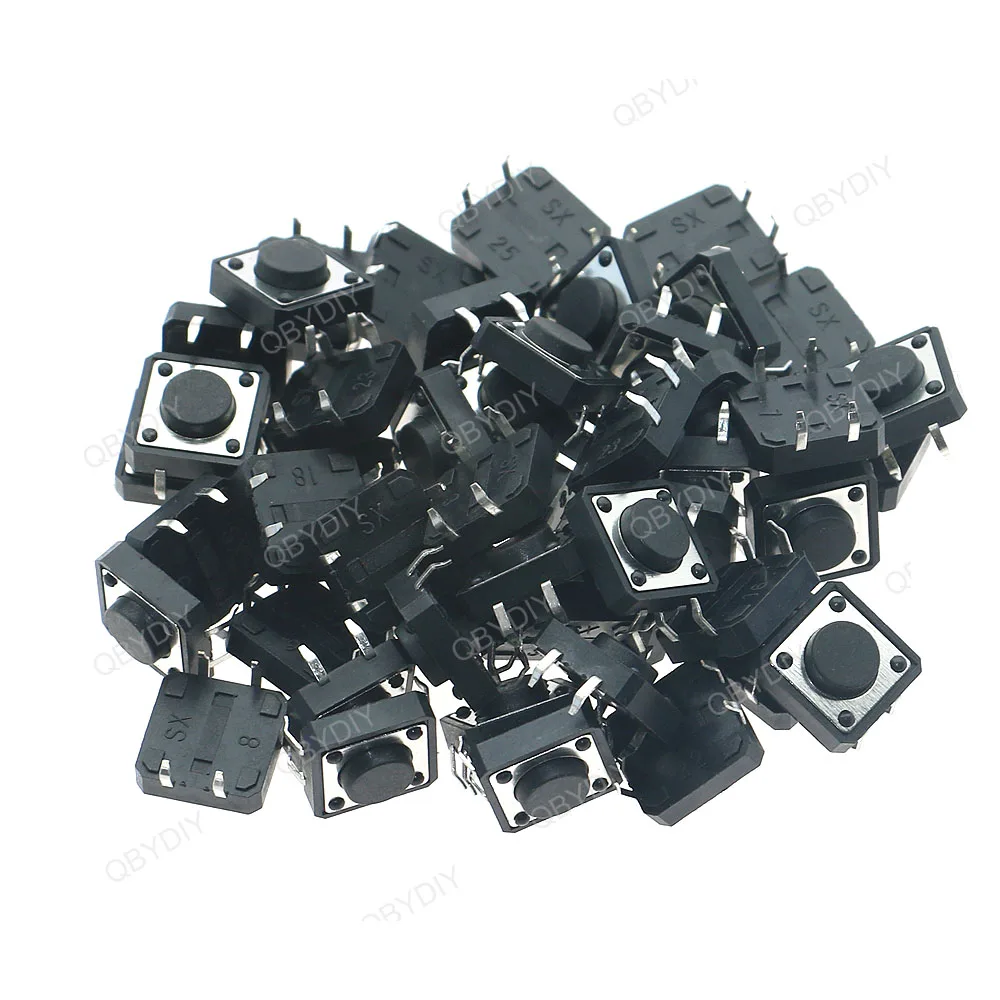 50pcs/lot 12x12x5mm-13mm 4PIN DIP Micro Switch Momentary Tact Tactile Push Button