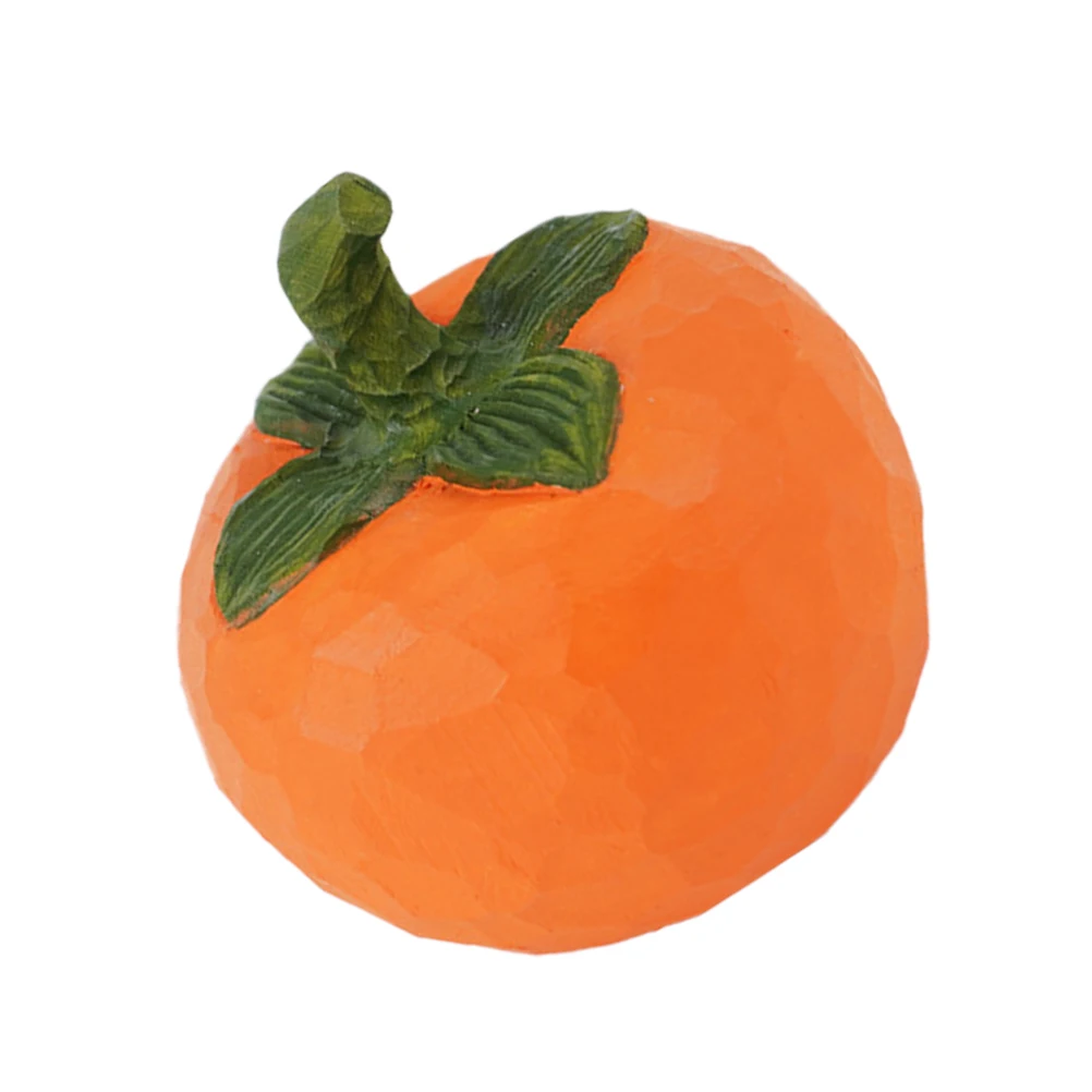 

Wood Carving Adorable Persimmon Decor Statue Desktop Wooden Bowl Fake Fruit Toy Carved Desktop Fake Fruit