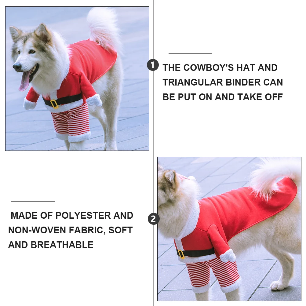 

Jacket with Hat Pet Christmas Clothes Set Winter Vest Xmas Cotton Holiday Dog Costume