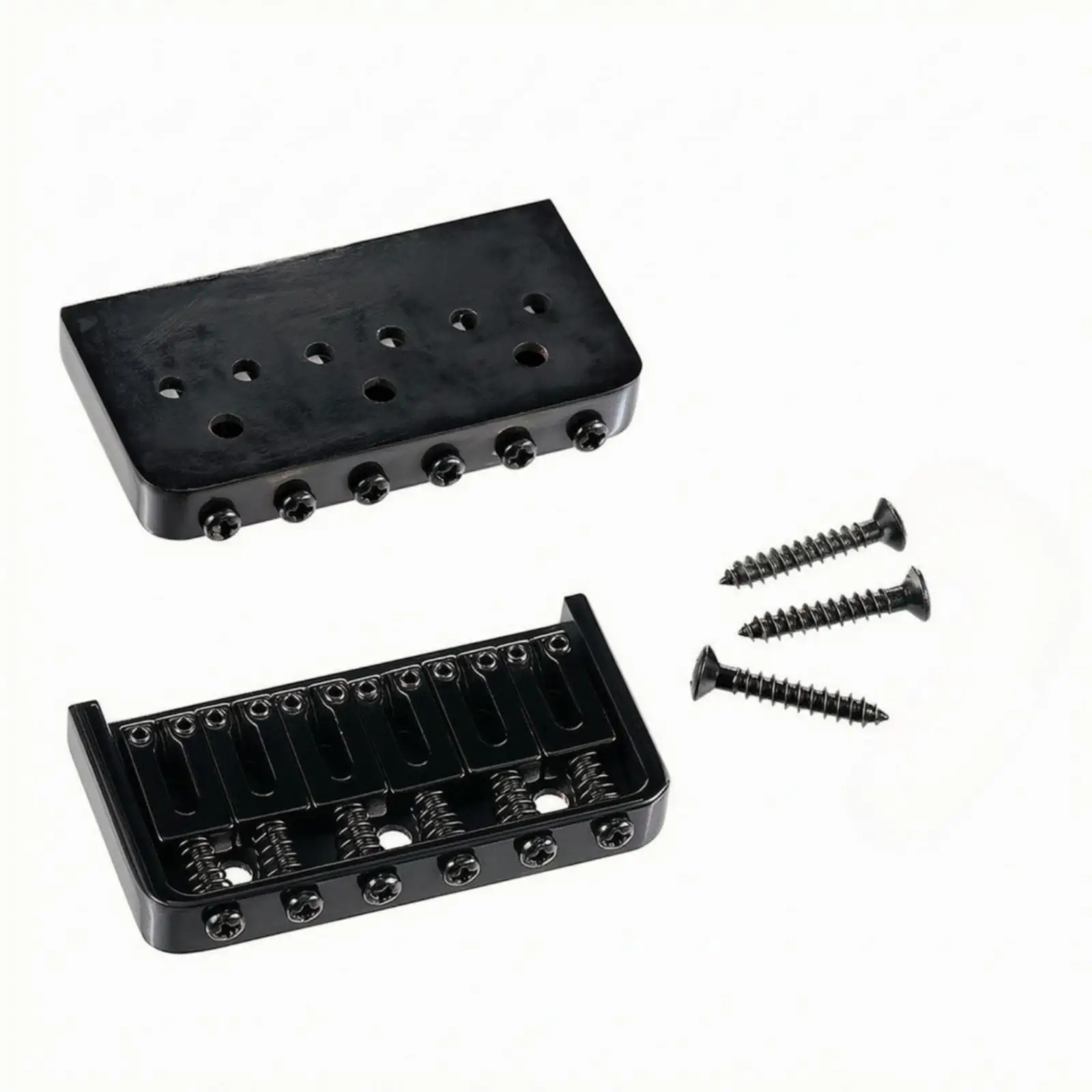 Electric Guitar Bridge Saddle Metal Black Low Profile Design with Base Section and Screws Included