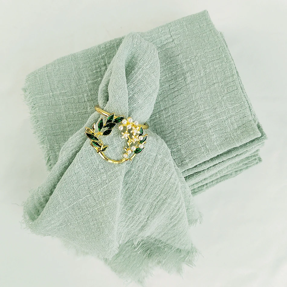 50PCS Sage Gauze Cotton Wedding Napkins,40x40cm Banquet Dining Holiday Party Baby Birthday Dinner Christmas TableDecor