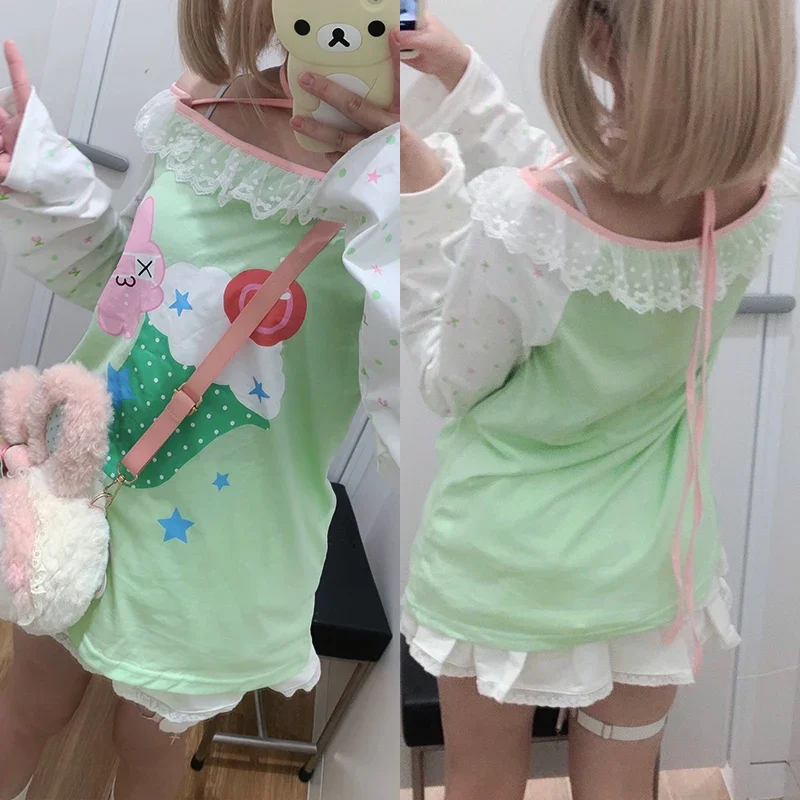 2025 printemps femmes vêtements hauts amples chemises décontracté à manches longues mignon subadorable Y2k t-shirt japonais Kawaii doux Harajuku hauts