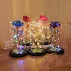 Valentines Day Gift for Girlfriend Eternal Rose LED Light Foil Flower In Acrylic Cover Mothers Day Wedding Favors  Gif