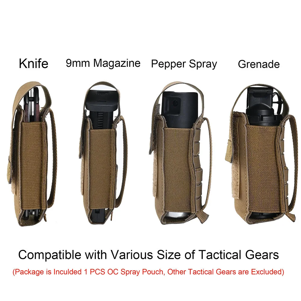 Tactical Molle OC Pepper Spray Pouch Elastic Utility Tool Holser 9mm Pistol MAG Flashlight Pouch Hunting Vest  Belt Accessories