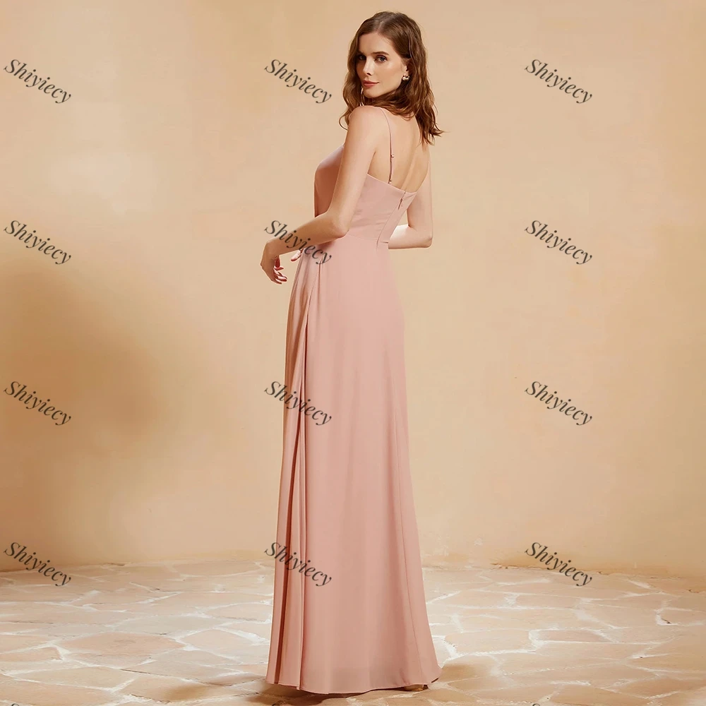 Minimalist Light Pink Spaghetti Straps Evening Dress with Pockets Jersey Pleats Formal Occasion Gown Sleeveless Party Dress 2024