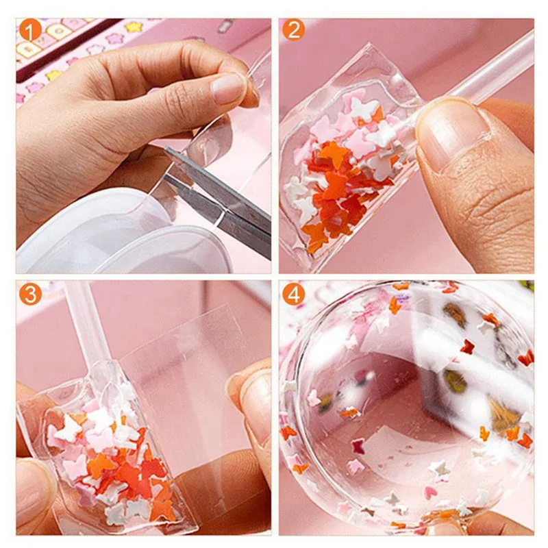 QWE-Nanos Kit de cinta de globos de burbujas con pinzas brillantes Fidget DIY burbujas elásticas Nano cinta cintas burbuzables de doble cara