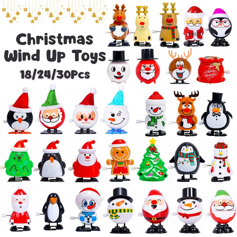 18-30Pcs Christmas Wind Up Toys Assorted Clockwork Toys Christmas Stocking Stuffers For Xmas Party Favors Goody Bag Filler