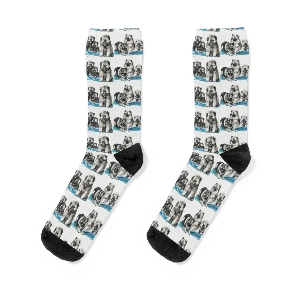 

Keeshond Puppies Socks shoes floral winter thermal Run Socks Male Women's