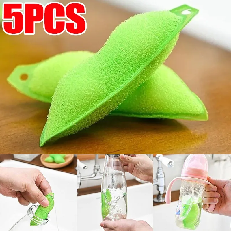 5-1PCS Pea Cleaning Sponge Kitchen Cup Cleaning Brush Coffee Drink Glass Bottle Cleaner Brush Cup Scrubber Cleaning Gadgets