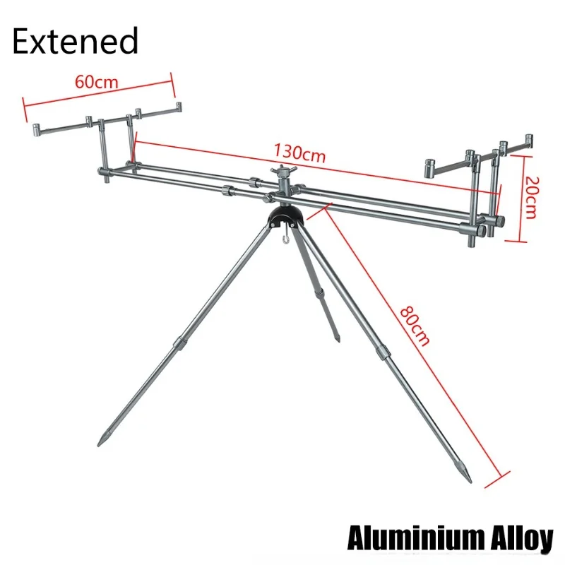 LINXI Outdoor Fishing Rod Bracket Aluminum Alloy Telescopic 4-pin Multi Head Bracket Professional Carp Fishing Tool