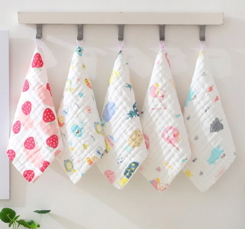 

High Density Gauze Cotton Baby Burp Cloths Thickened Bubble Weave Face Towel Small Washcloths for Infant Spit Up