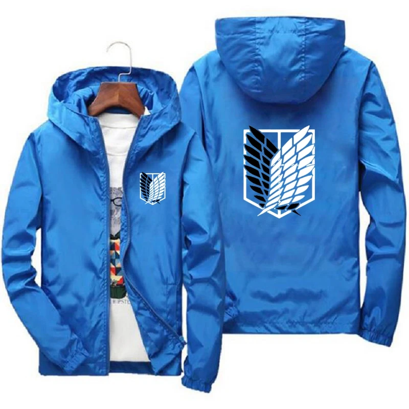 Attack on Titan New Outdoor Travel Men's Hooded Jacket Spring Fall Zipper Hooded  Lightweight Comfortable Camping Hiking Jacket