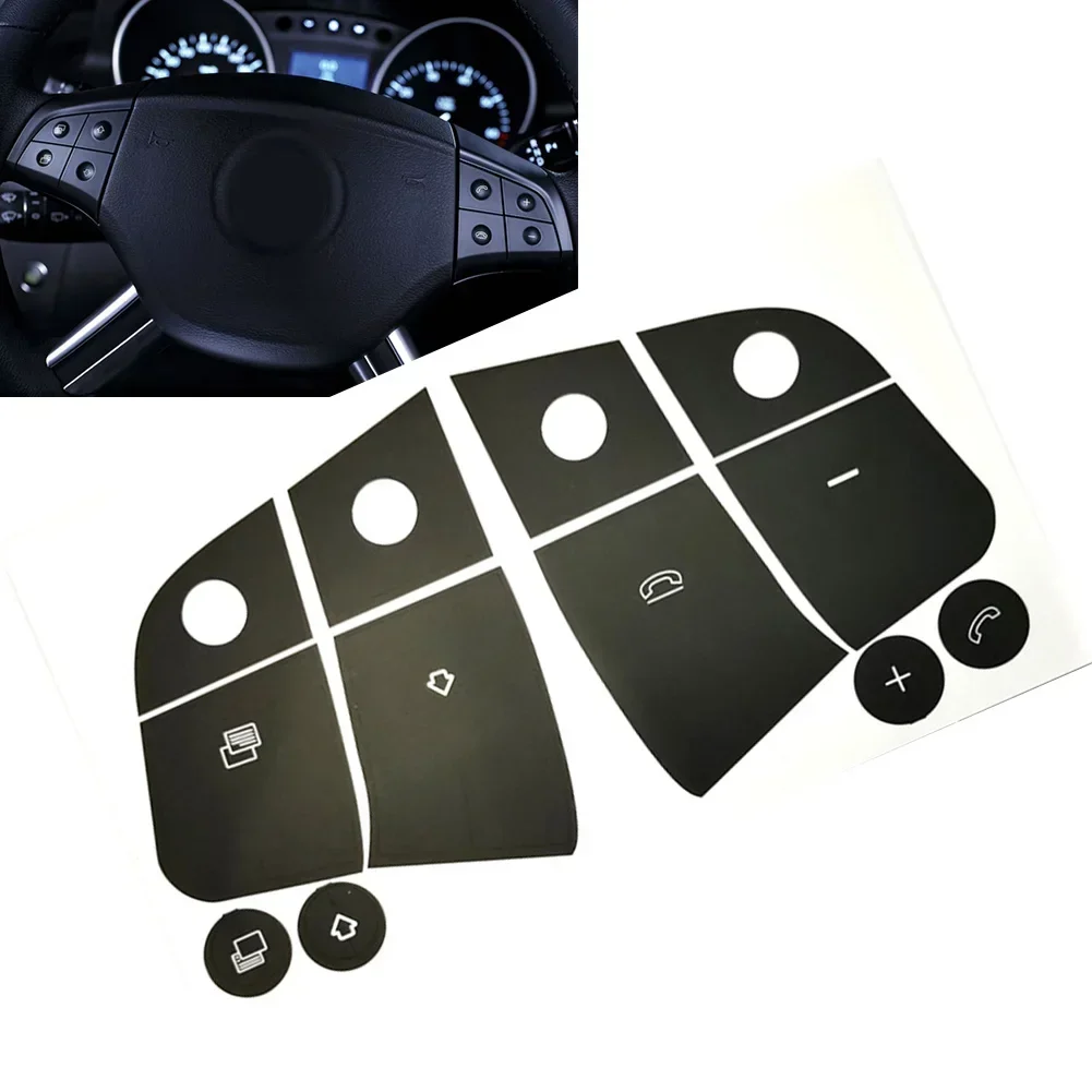 Car Interior Button Repair Decal Sticker For Mercedes-Benz W251 W164 Steering Wheel Button Repair Sticker High Grade Vinyl Black