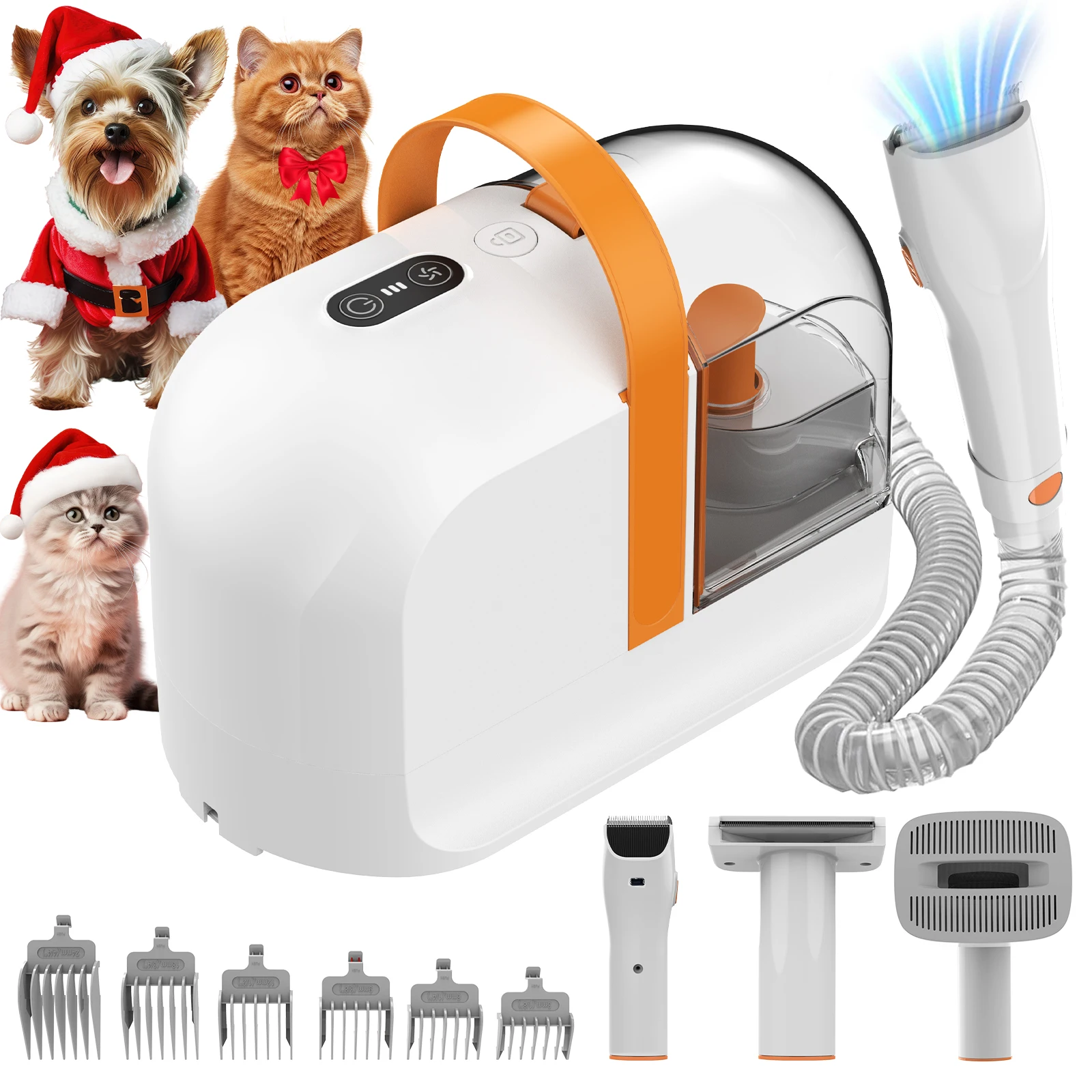 

Dog Grooming Vacuum, Dog Grooming Kit with Pet Clippers, 12,000Pa Pet Hair Vacuum for Dogs, Low Noise Home Cleaning Tool in 1