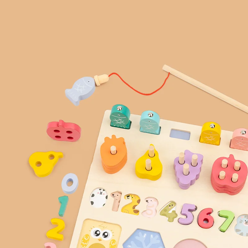 Multifunktionales logarithmisches Holzbrett, Farbe, Form, kognitive Übereinstimmung, numerische Berechnung, Angeln, Kinderspielzeug