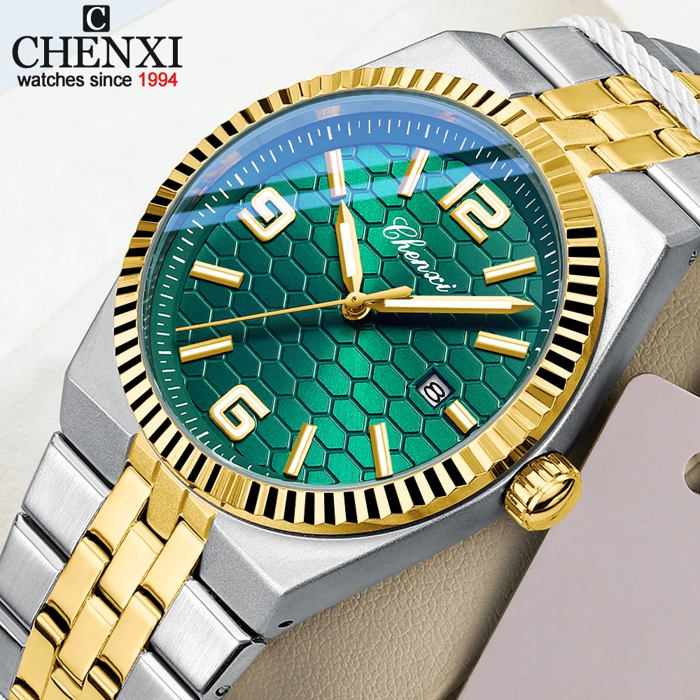 

CHENXI брендовые роскошные часы для мужчин, водонепроницаемые светящиеся мужские часы из нержавеющей стали с датой, модные кварцевые мужские часы, мужские часы
