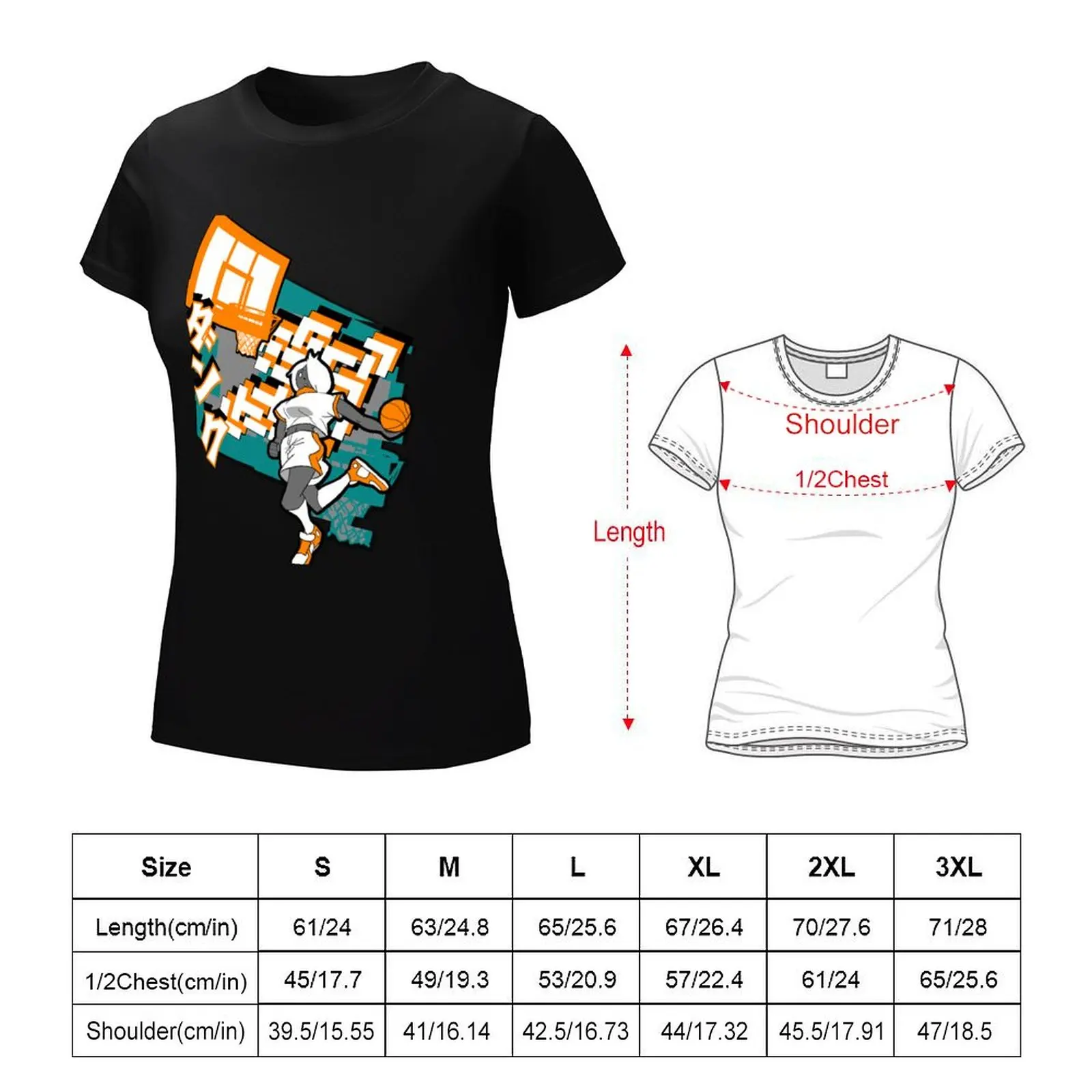 Anime Girl Basketball Dunk T-Shirt Short sleeve tee Blouse lady clothes black t-shirts for Women