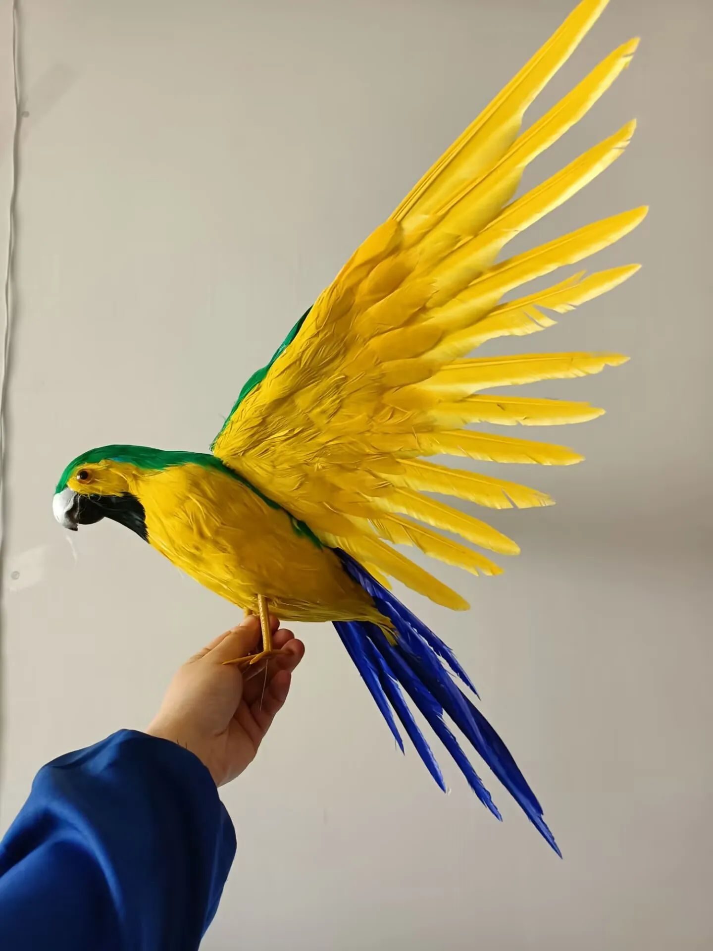 big yellow simulation foam&feather wings parrot model home decoration gift about 42x60cm a0120