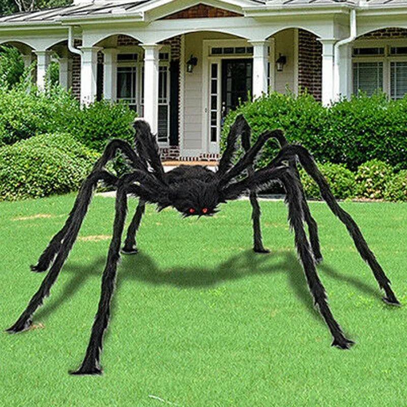 

5FT/6.6FT Simulation Spider Black Giant Plush Fake Spider Halloween Party Decoration Pros Spooky House Props Horror Spooky Toys