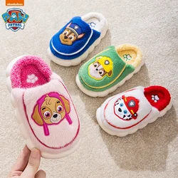 Paw Patrols Kids Winter Warm Cotton Shoes Anime Figures Chase Skye Marshall Toddler Girl Baby Boy Fur Slides Cotton Indoor Shoes