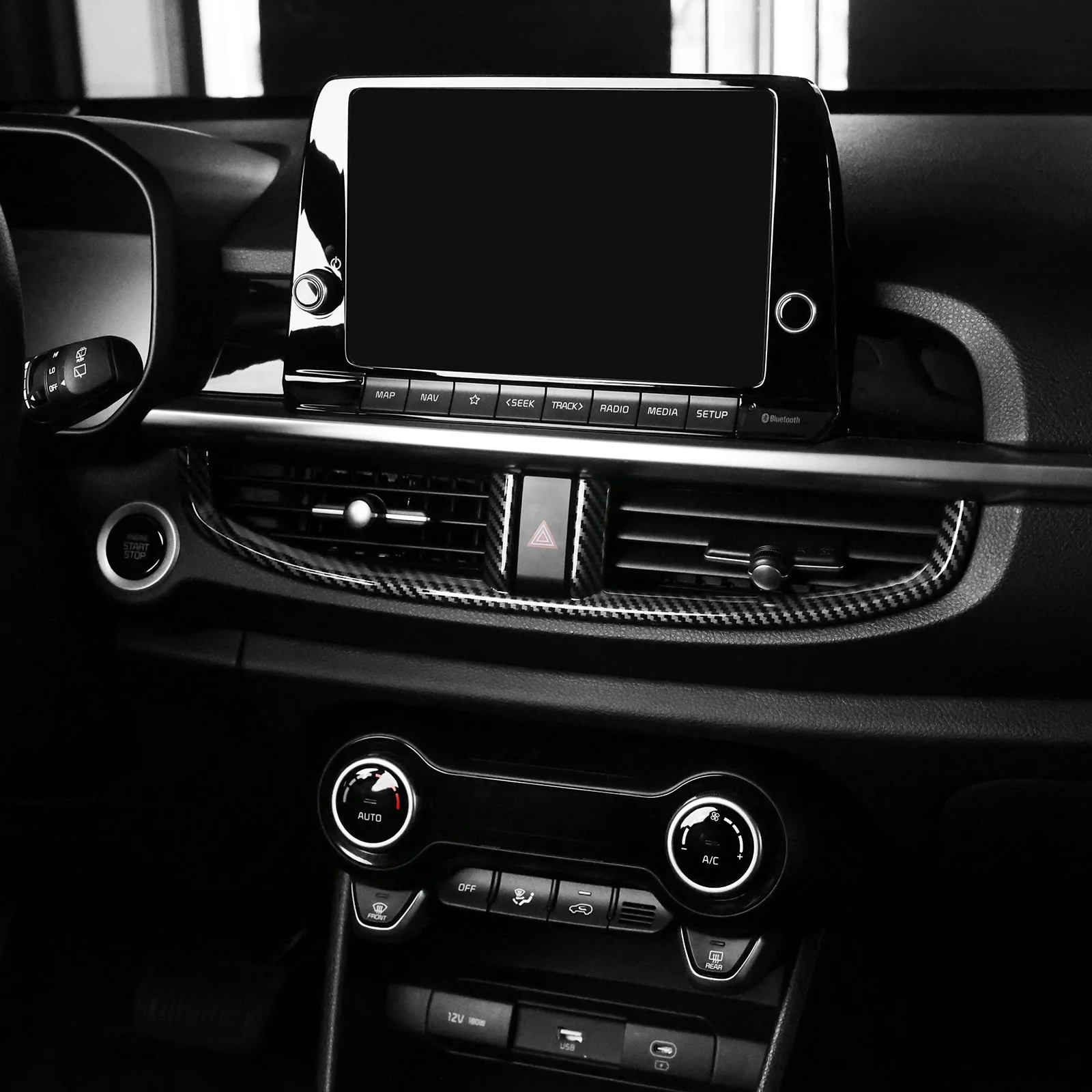 

Carbon Fiber Style Interior Dashboard Middle Air Condtioner Vent Cover Trim Accessories For Kia Morning Picanto 2021-2023