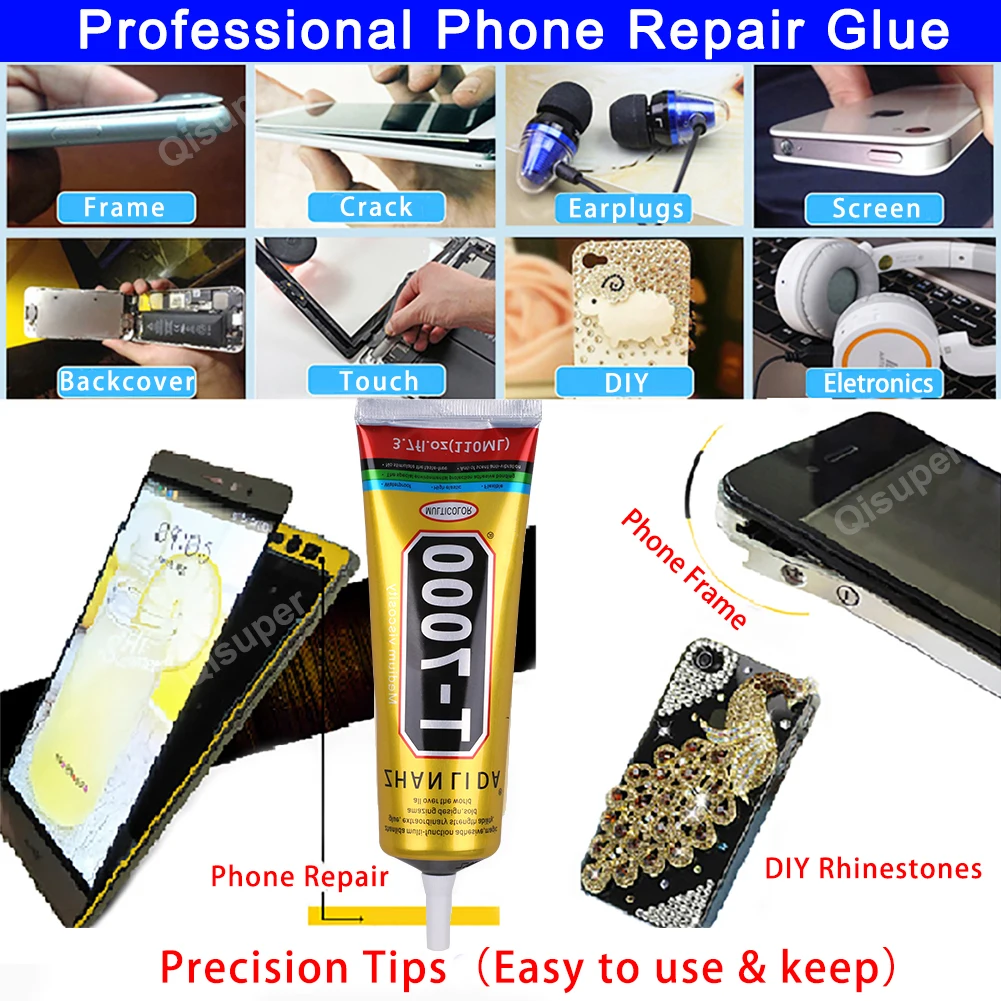 Liquid Glue Cell Phone DIY Touch Screen Display Repair Epoxy Contact Adhesive E7000 15ml 50ml 110ml w/ Precision Applicator Tips