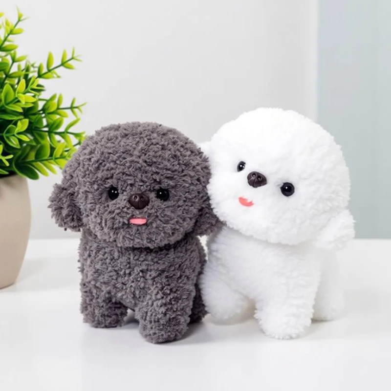 Mini Peluche de Bichón Frisé Gris y Blanco, Muñeco de Peluche de Perrito, Juguete de Peluche Suave, Regalos de Cumpleaños para Niños